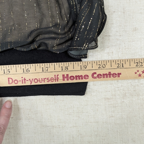 Sara Michelle Tan Black Ombré Blouse Gold Metallic Shimmer M - Picture 10 of 12